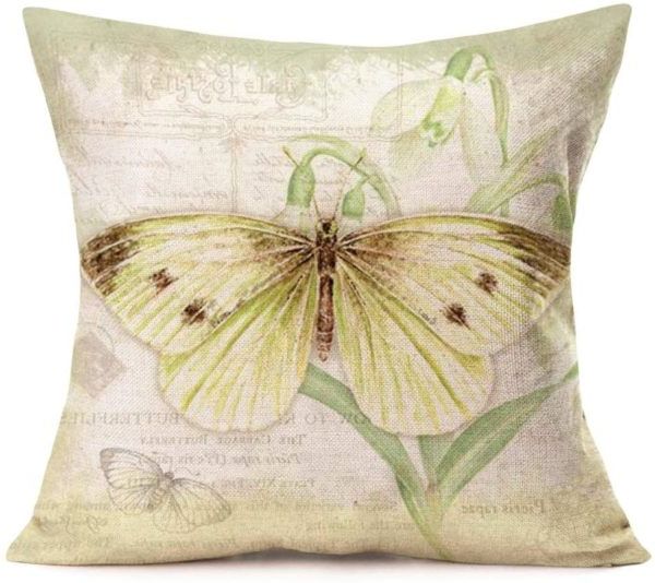 Green Canvas French Chateau Square Pouf Ottomans Regarding 2017 Royalours Throw Pillow Covers Butterfly & Honeybee Decorative Pillow (View 9 of 10)