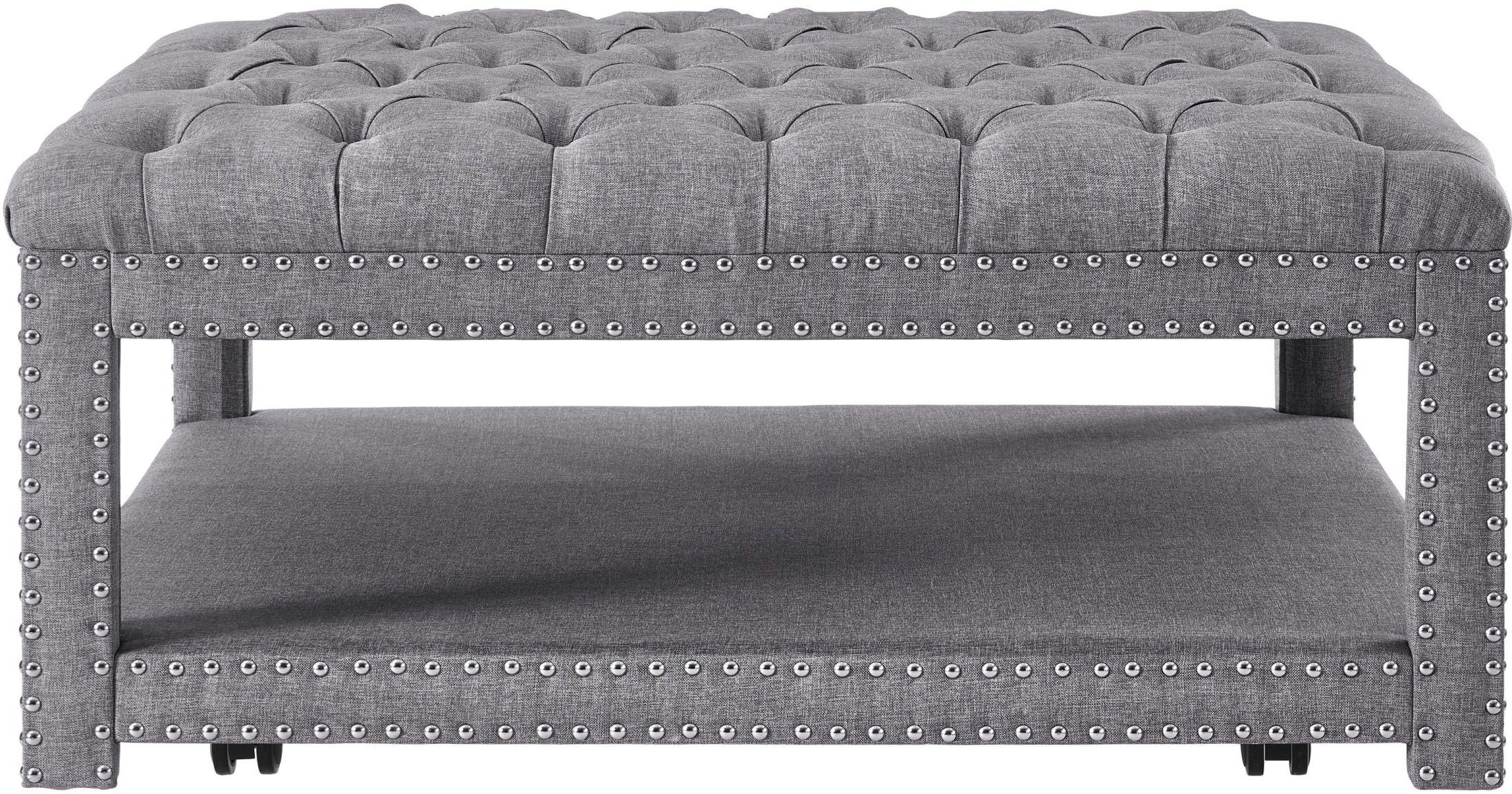 Grey Button Tufted Cocktail Ottoman – 1stopbedrooms (View 2 of 10)