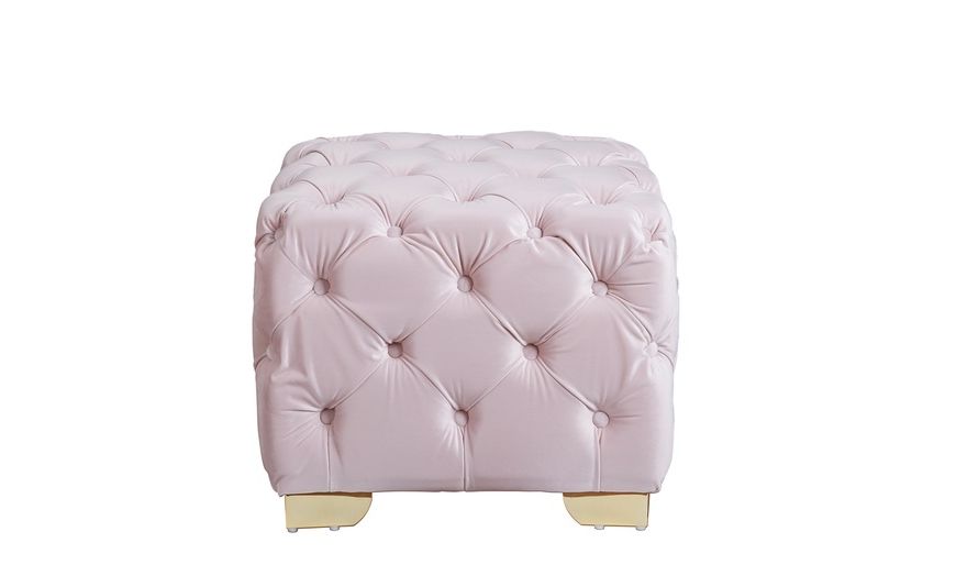 Groupon For Most Recently Released Glam Light Pink Velvet Tufted Ottomans (View 7 of 10)
