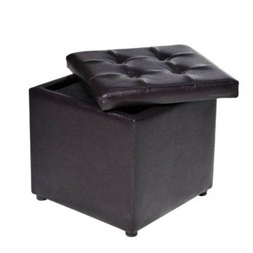 Homcom 16" Cube Faux Leather Tufted Ottoman Storage Footrest Seat With Most Current Black Faux Leather Column Tufted Ottomans (View 7 of 10)