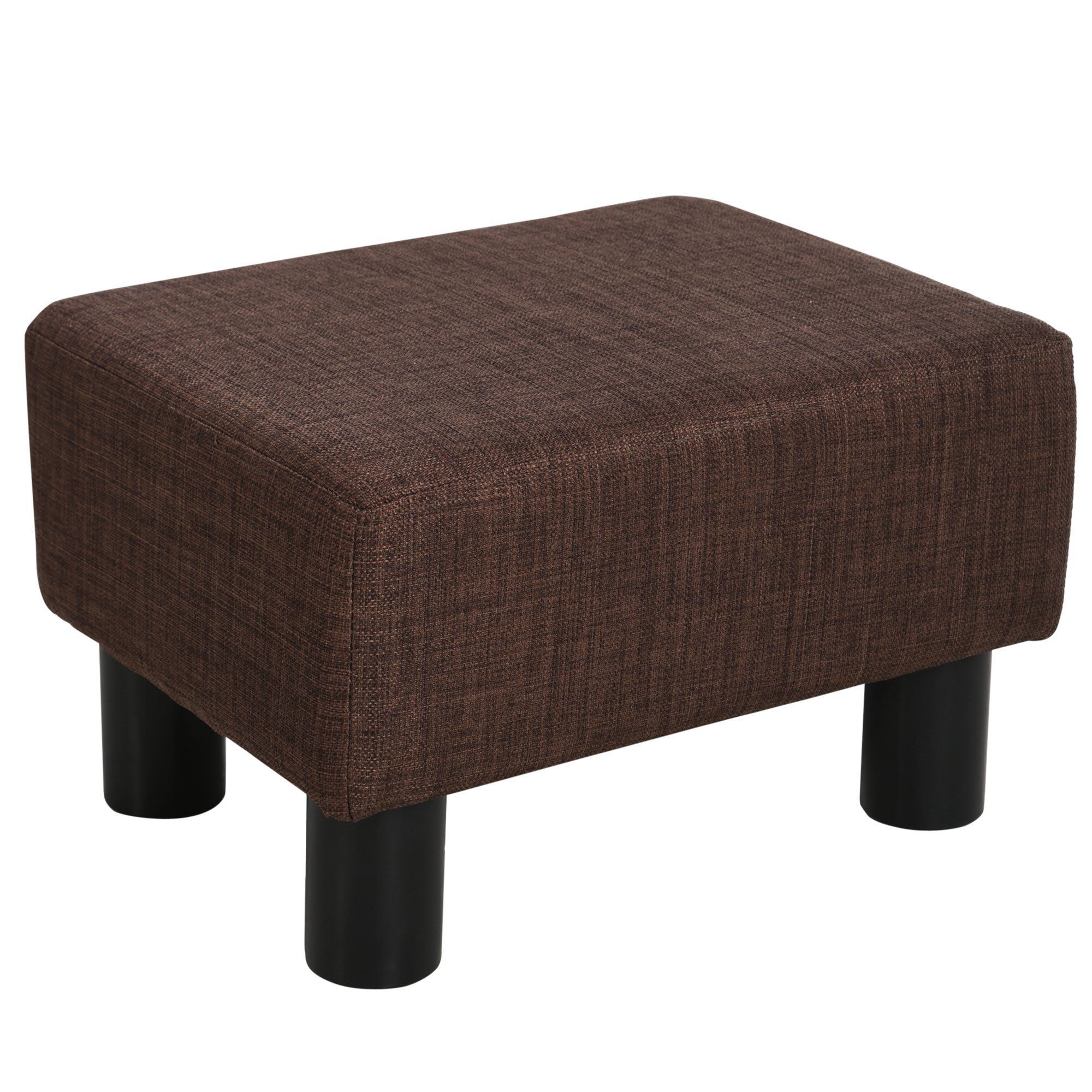 Homcom Linen Fabric Footstool Ottoman Cube W/ 4 Plastic Legs Black In Famous Black Fabric Ottomans With Fringe Trim (View 2 of 10)