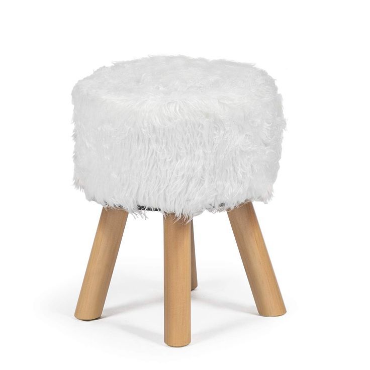 Homebeez Faux Fur Ottoman Foot Rest Stool, Round Decorative Bench With For Famous White Faux Fur Round Ottomans (View 9 of 10)