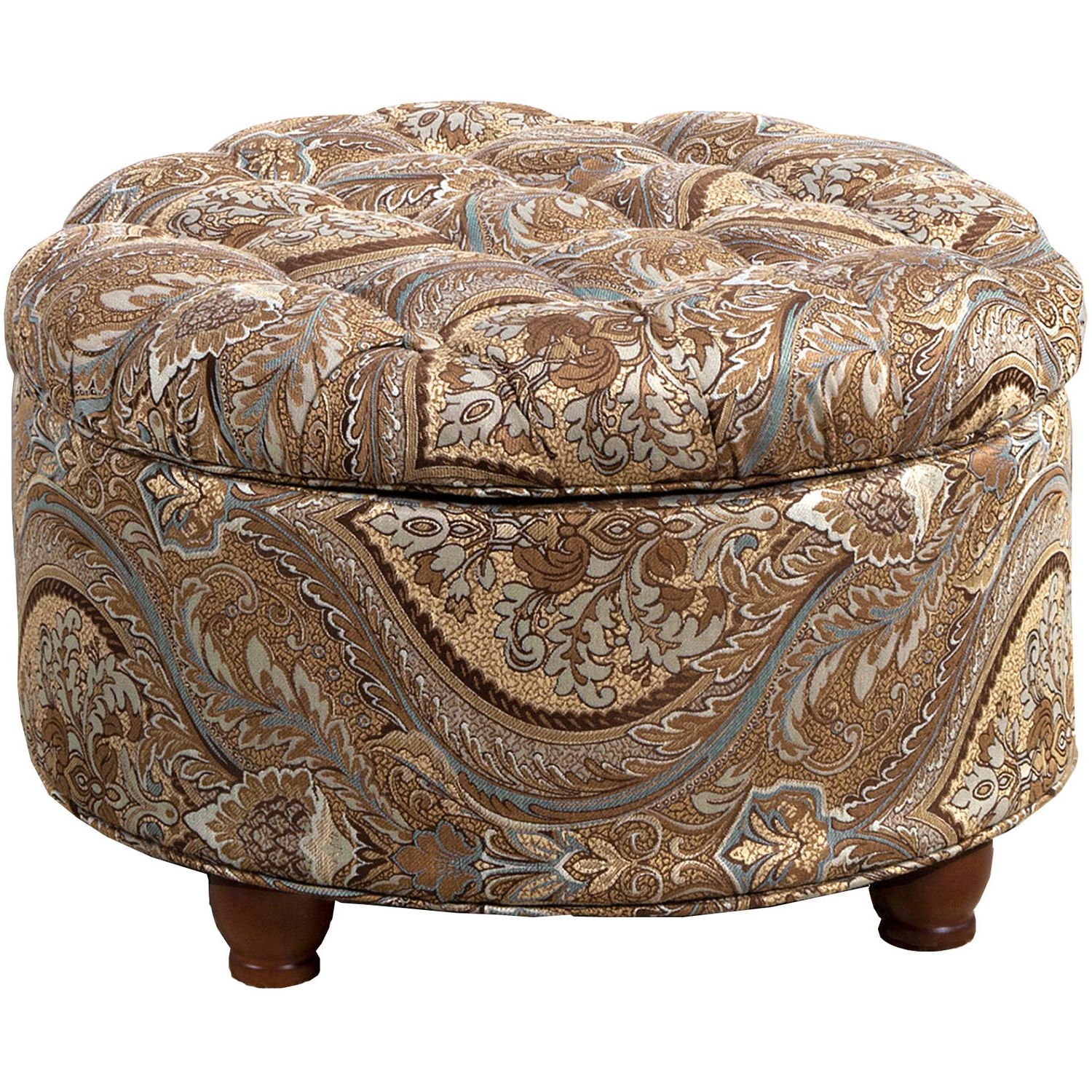 Homepop Large Tufted Round Storage Ottoman, Multiple Colors – Walmart With Recent Fabric Tufted Storage Ottomans (View 8 of 10)