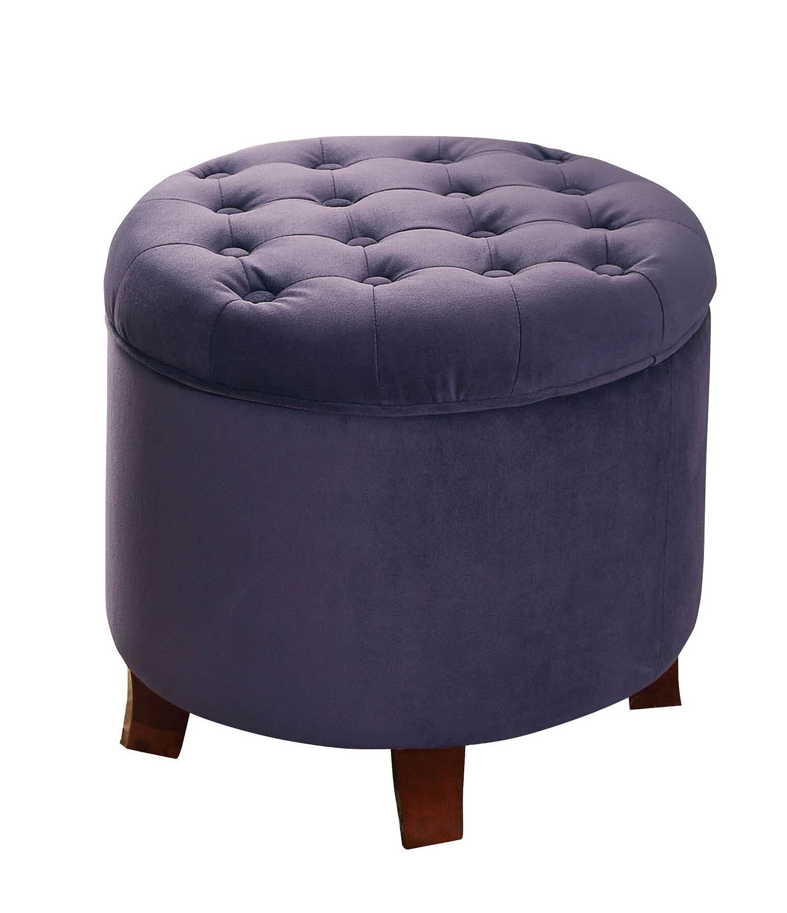 Homepop Velvet Tufted Round Storage Ottoman With Removable Lid, Purple With Regard To Best And Newest Velvet Tufted Storage Ottomans (View 3 of 10)