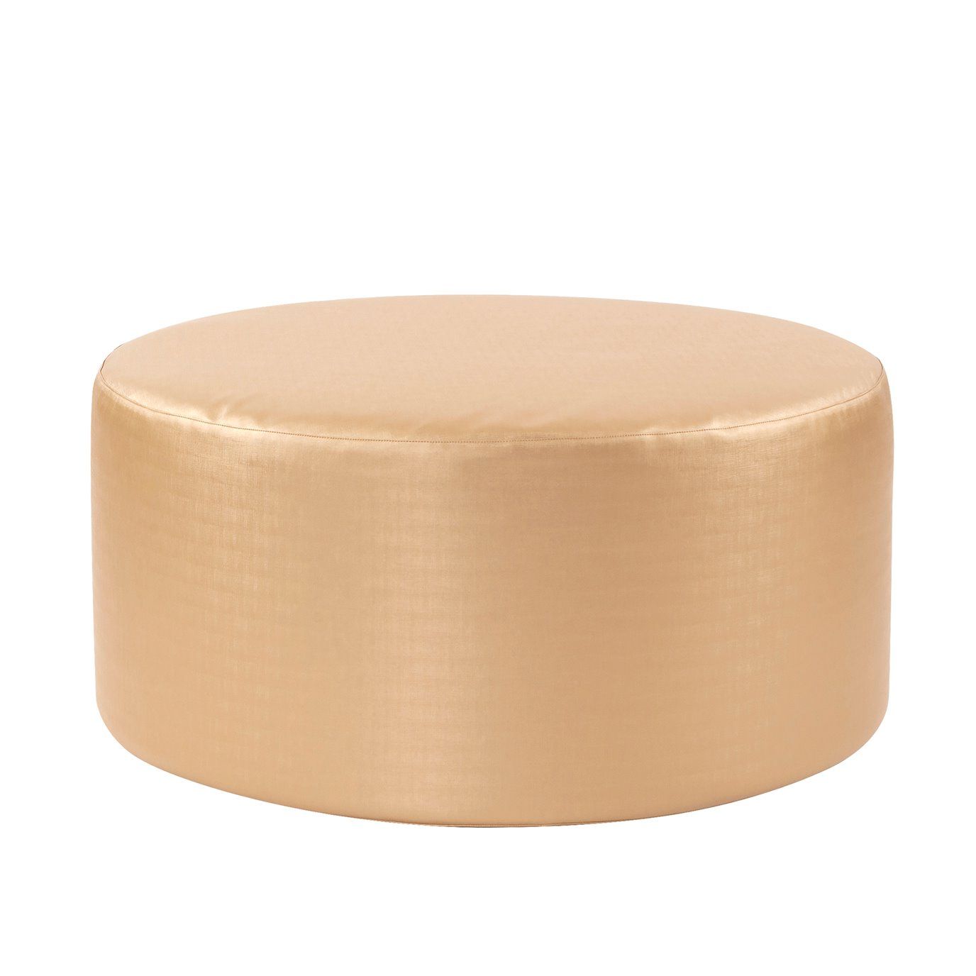 Howard Elliott Universal 36" Round Faux Leather Metallic Luxe Gold With Regard To Most Current Round Gold Faux Leather Ottomans With Pull Tab (View 2 of 10)