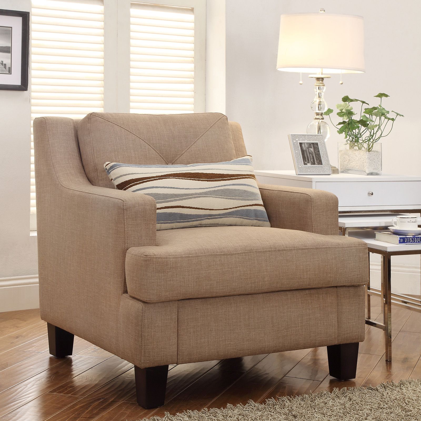 Inspire Q Upholstered Chair – Light Brown – Accent Chairs At Hayneedle Pertaining To Favorite Light Beige Round Accent Stools (View 7 of 10)
