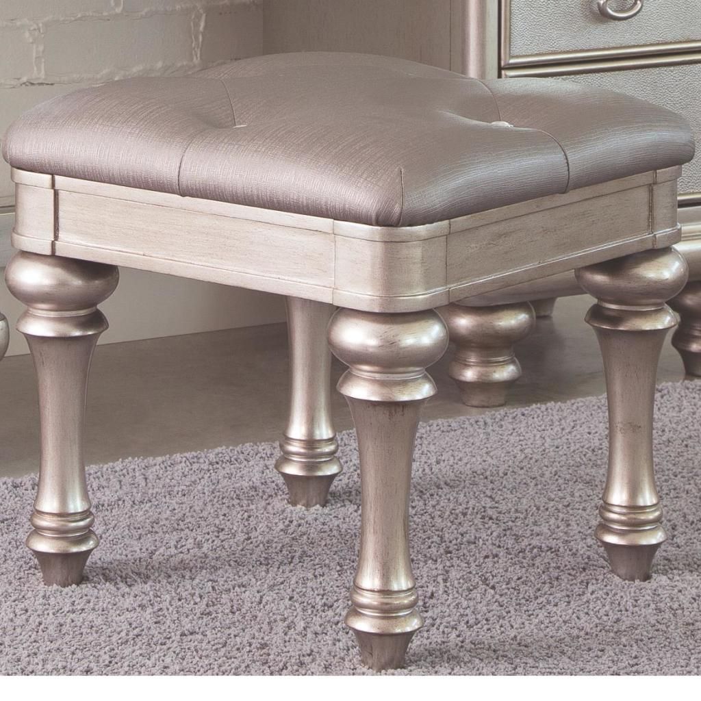 Ivory Button Tufted Vanity Stools For Popular Bling Game Vanity Stool With Arrow Bun Feet (View 2 of 10)