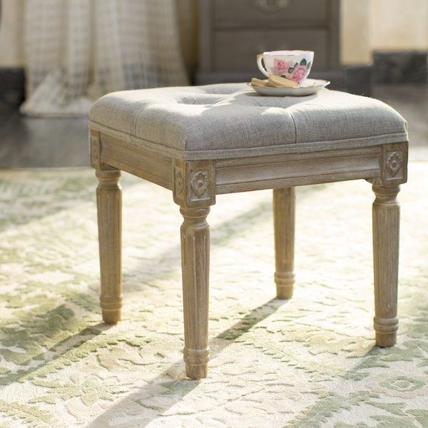 Ivory Button Tufted Vanity Stools Pertaining To Favorite Featuring Gracefully Turned Feet, A Distressed Finish, And A Plush (View 4 of 10)