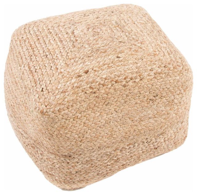 Jaipur Rugs Saba Jute Cylinder Pouf, Taupe And Tan – Beach Style Throughout Most Recent Beige And Dark Gray Ombre Cylinder Pouf Ottomans (View 2 of 10)