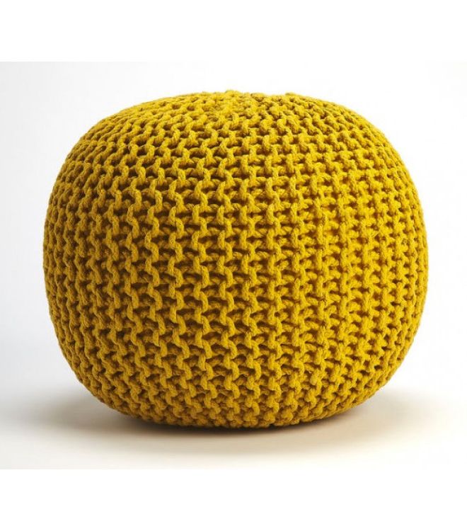 Jute Woven Yellow Round Ottoman Pouf In Most Recent Textured Yellow Round Pouf Ottomans (View 2 of 10)