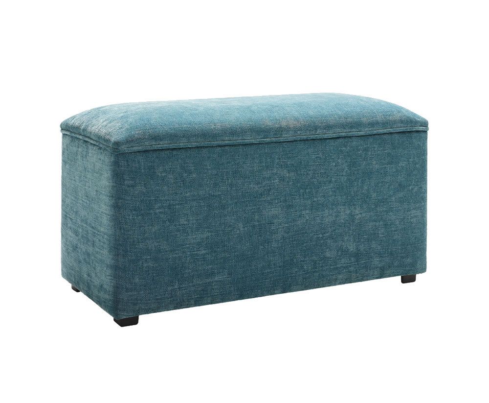 Kingsley Large Upholstered Ottoman – Just Ottomans Intended For Most Recent Navy And Dark Brown Jute Pouf Ottomans (View 6 of 10)