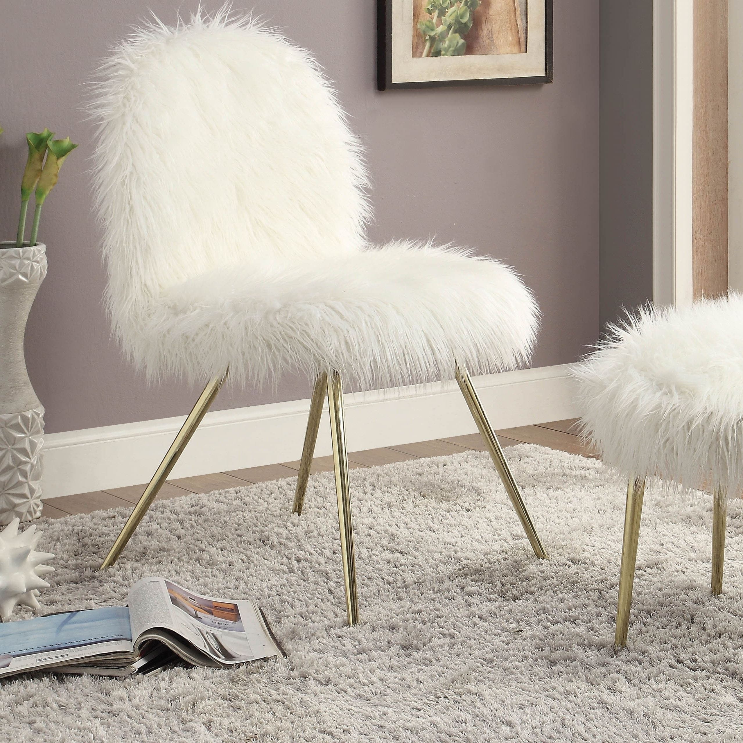 Lack Faux Fur Round Accent Stools With Storage For Most Recent White Fluffy Chair (View 6 of 10)