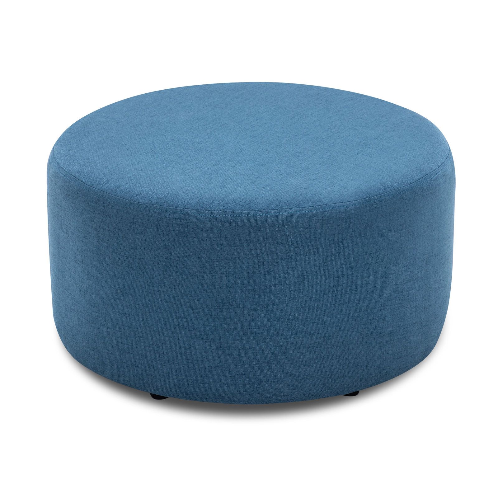 Latest 24" Round Upholstered Kiln Dried Hardwood Blue Ottoman – Affordable Regarding Pouf Textured Blue Round Pouf Ottomans (View 8 of 10)