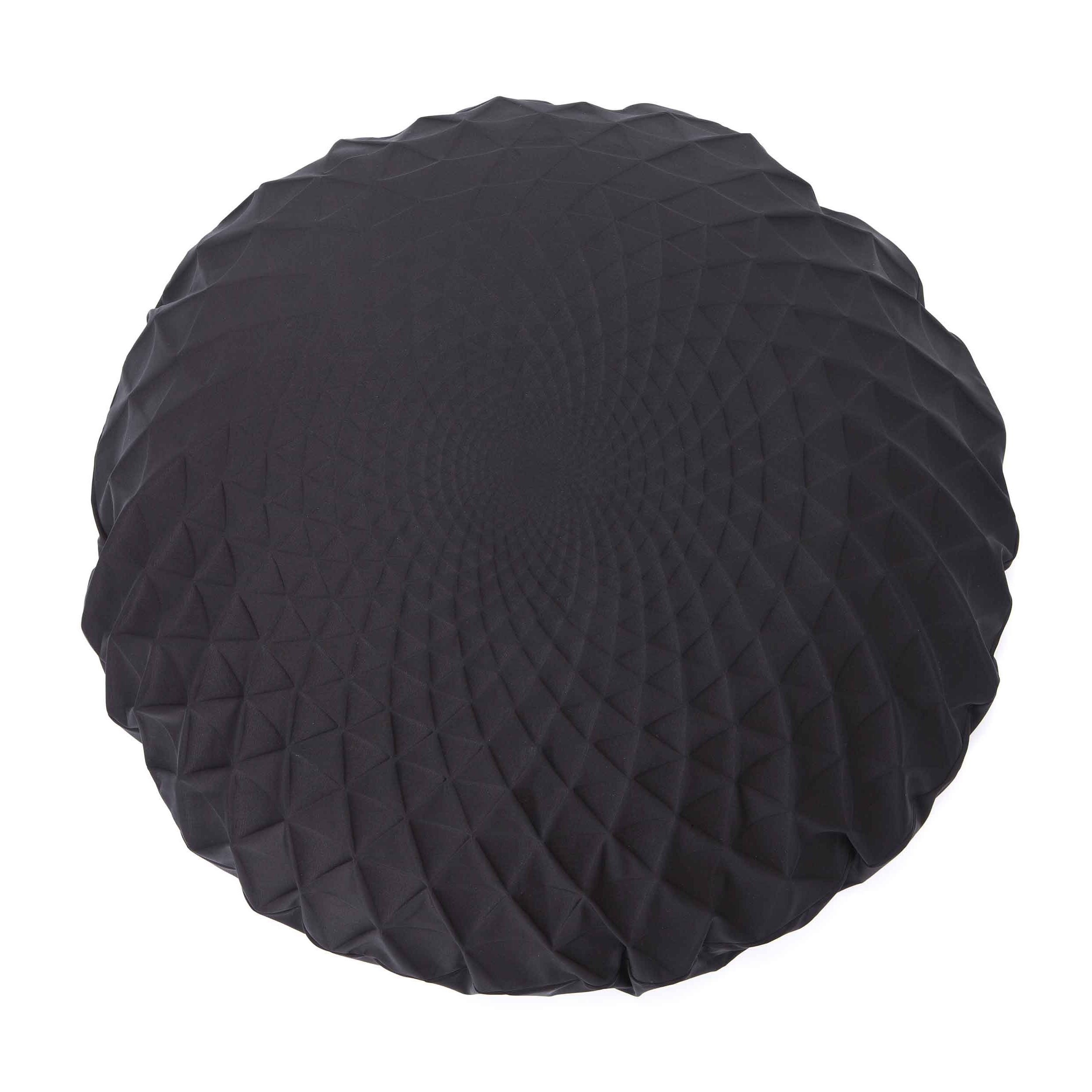 Latest Black And Natural Cotton Pouf Ottomans Inside Black Ottoman, Black Round Pouf – Shahaf Model – Mikabarr (View 6 of 10)