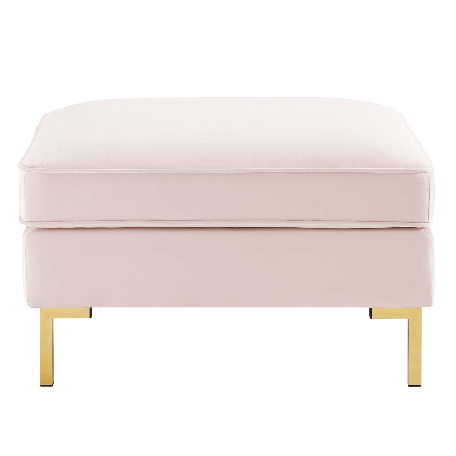 Latest Pink Fabric Banded Ottomans Within Ardent Performance Velvet Ottoman Pink (View 6 of 10)