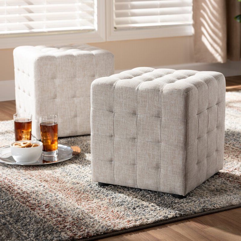 Latitude Run® Kaeveon 14'' Wide Velvet Tufted Square Cube Ottoman With Throughout Latest Square Cube Ottomans (View 4 of 10)
