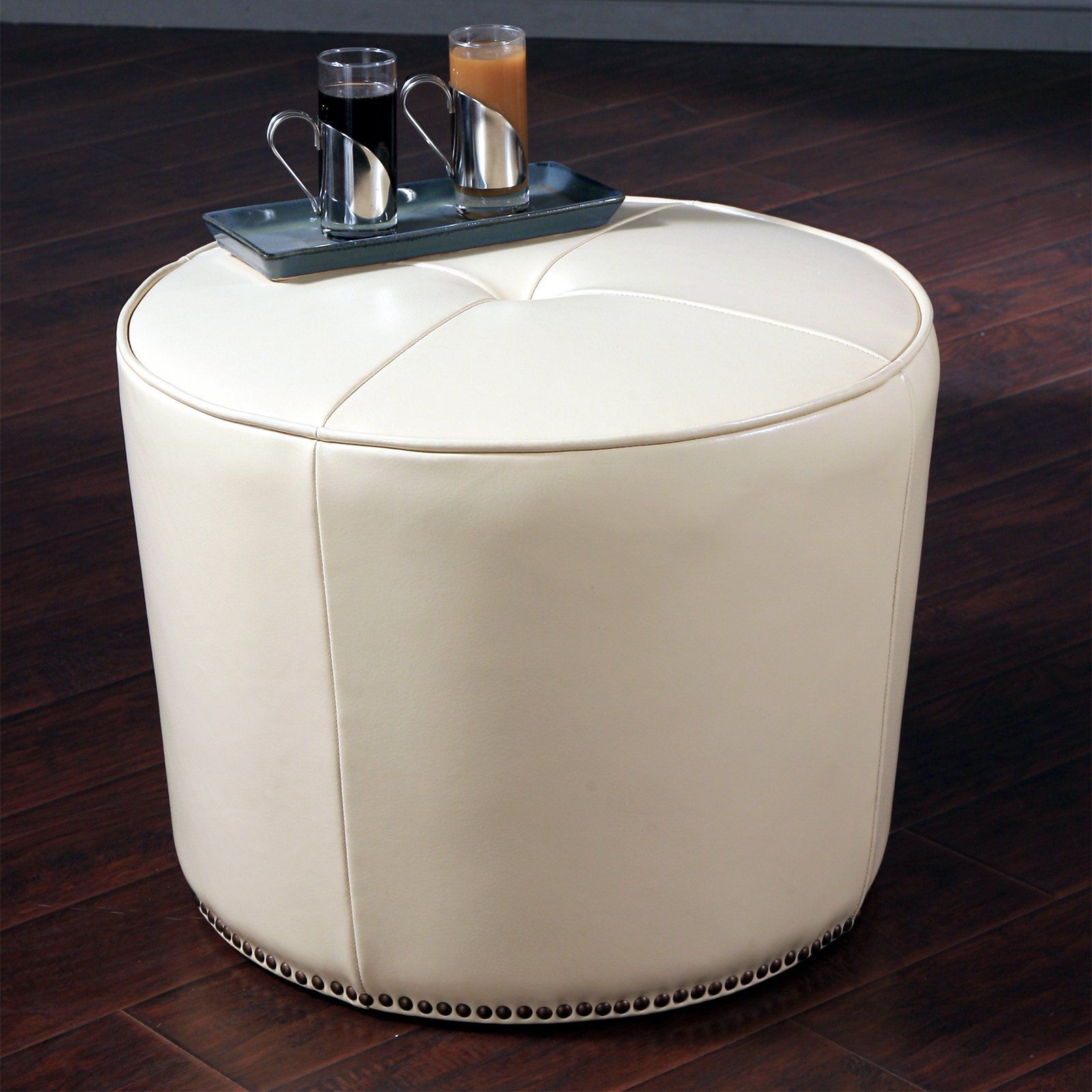Leather Ottoman, Abbyson Living, Ottoman Intended For Cream Pouf Ottomans (View 7 of 10)