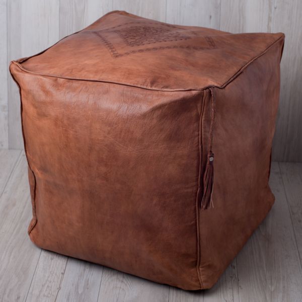 Leather Ottoman, Ottoman, Living Room In Brown Leather Tan Canvas Pouf Ottomans (View 8 of 10)
