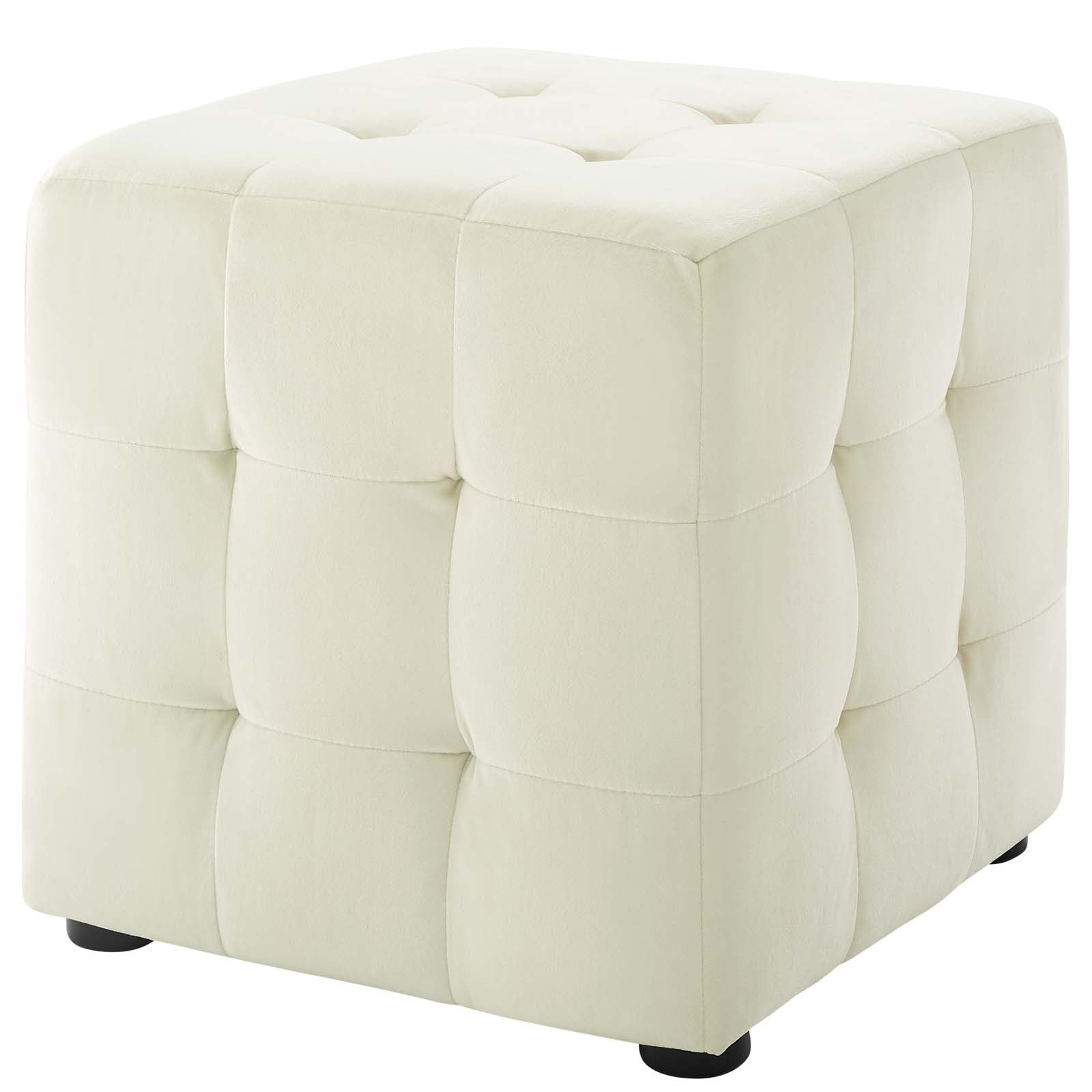 Light Blue And Gray Solid Cube Pouf Ottomans With 2017 Contour Ivory Tufted Cube Performance Velvet Ottoman Eei 3577 Ivo (View 4 of 10)