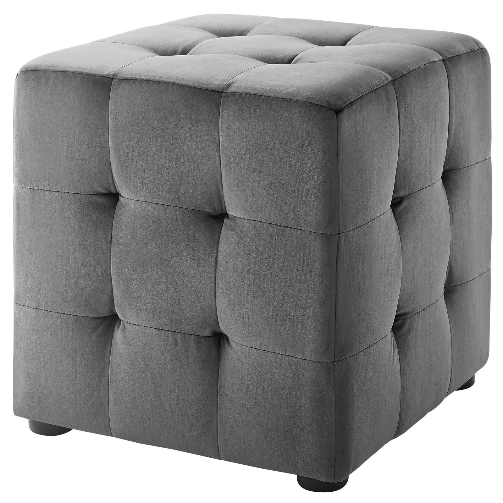 Light Blue Cylinder Pouf Ottomans With Regard To Most Current Contour Tufted Cube Performance Velvet Ottoman Light Blue (View 7 of 10)