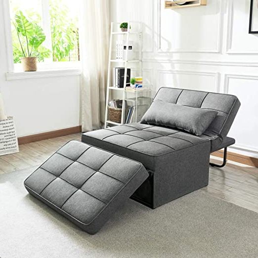 Light Gray Fold Out Sleeper Ottomans For Well Liked Vonanda Sofa Bed, Convertible Chair 4 In 1 Multi Function Folding (View 3 of 10)