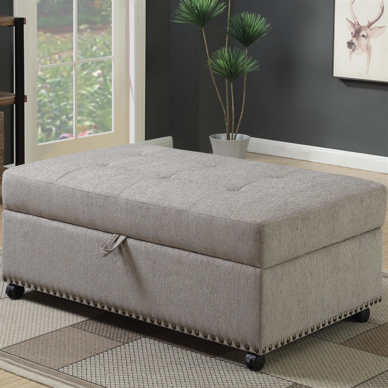 Light Gray Fold Out Sleeper Ottomans In Most Up To Date Ottoman W/ Pull Out Bed (View 7 of 10)