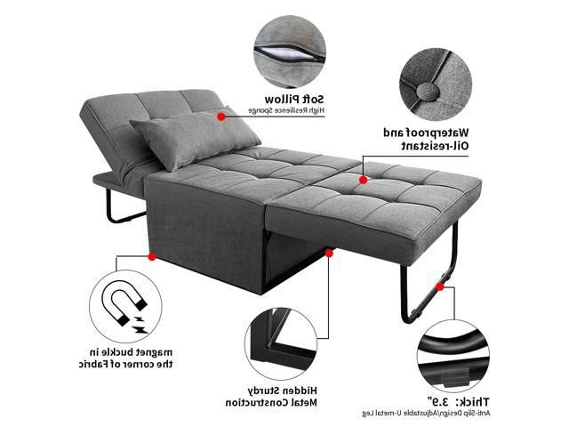 Light Gray Fold Out Sleeper Ottomans In Popular Googic Sofa Bed, Convertible Chair 4 In 1 Multi Function Folding (View 6 of 10)