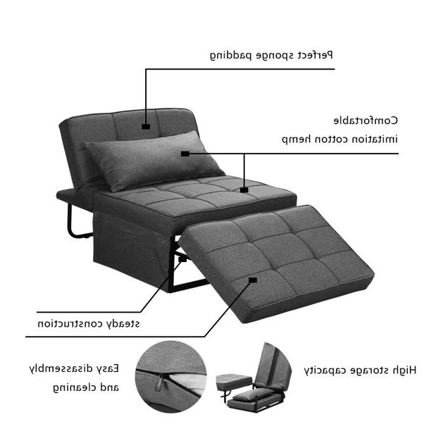 Light Gray Fold Out Sleeper Ottomans Intended For Current Ainfox Convertible Sofa Bed 4 In 1 Multi Function Folding Modern (View 9 of 10)