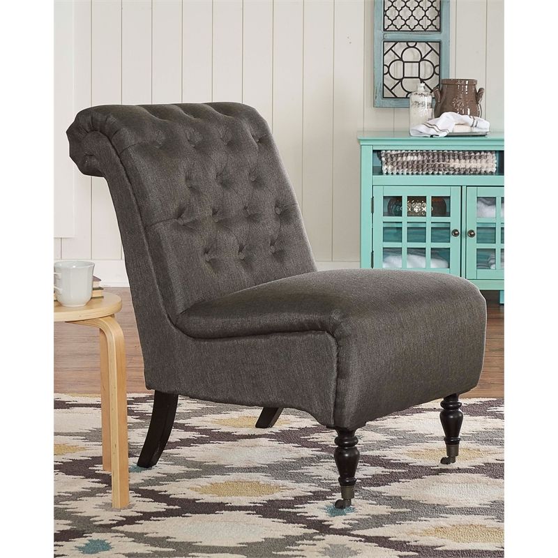 Linon Cora Wood Upholstered Accent Chair In Gray – 368255char01u With Regard To Favorite Satin Gray Wood Accent Stools (View 10 of 10)