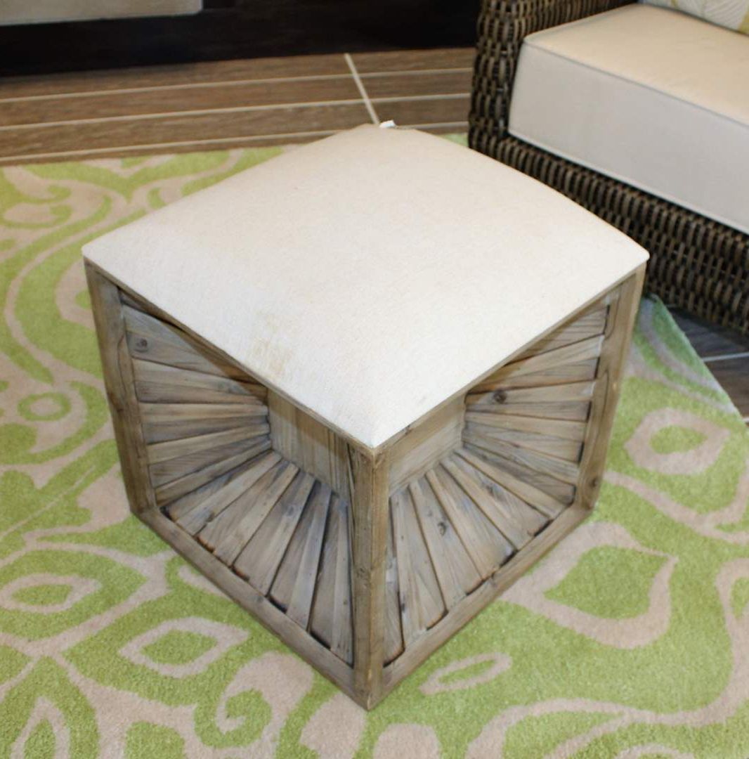 Lot#82 Uttermost Weathered Wood Ottoman 17" X 20"h – Has Stain – Movin With Most Popular Weathered Wood Ottomans (View 8 of 10)