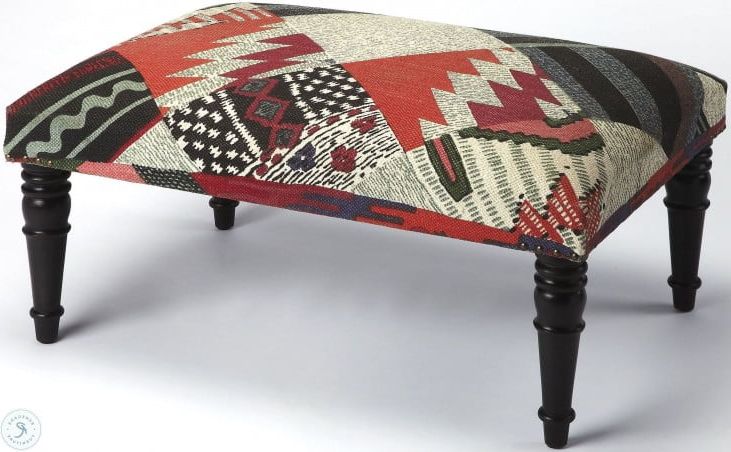 Lucinda Multi Color Cocktail Ottoman, 3957295, Butler Regarding Best And Newest Multi Color Fabric Square Ottomans (View 8 of 10)