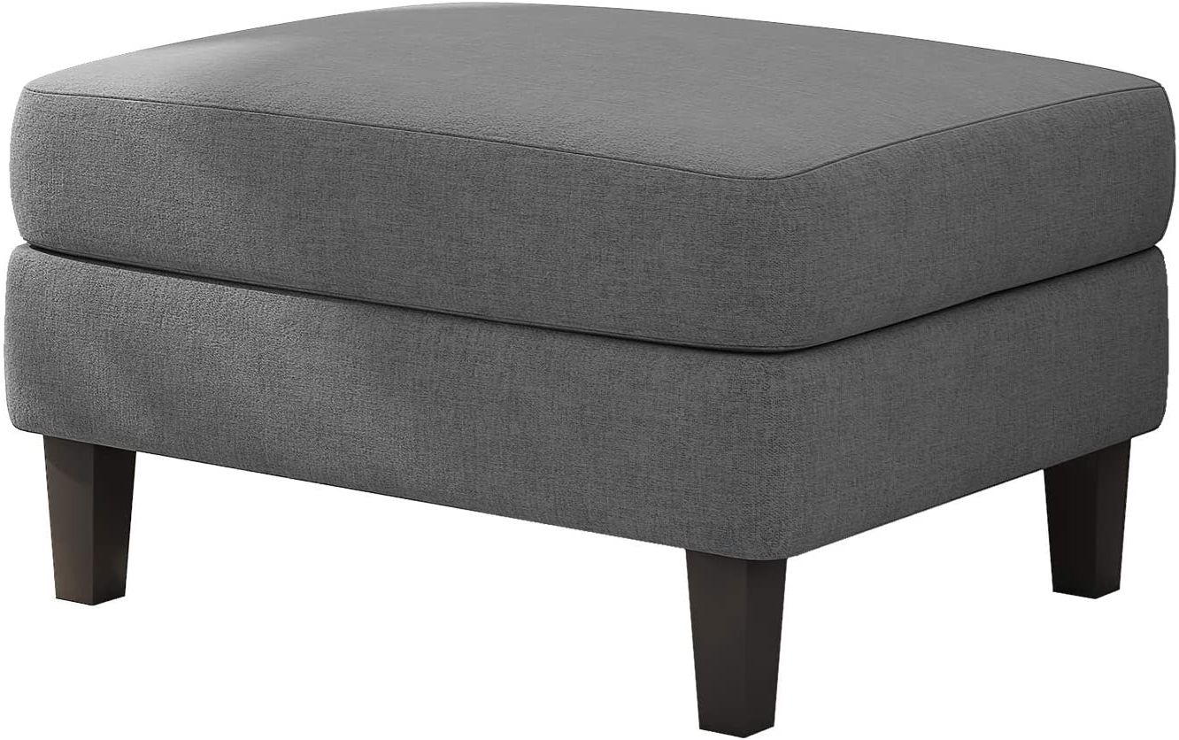 Mecor Ottoman Footrest 30 Inches, Fabric Bench Couch Furniture, Wooden Within Widely Used Gray And White Fabric Ottomans With Wooden Base (View 4 of 10)