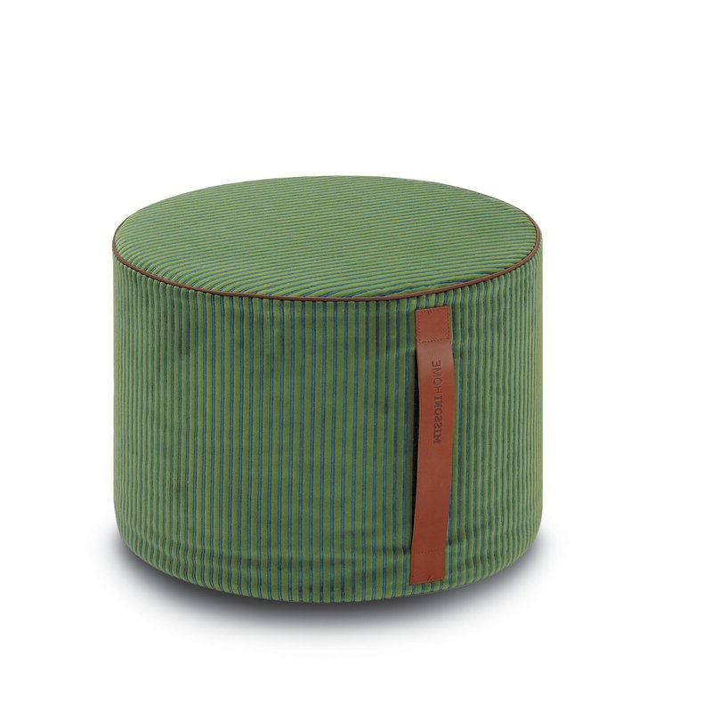 Missoni Home Rafah 12" Wide Round Striped Pouf Ottoman (Photo 3 of 10)