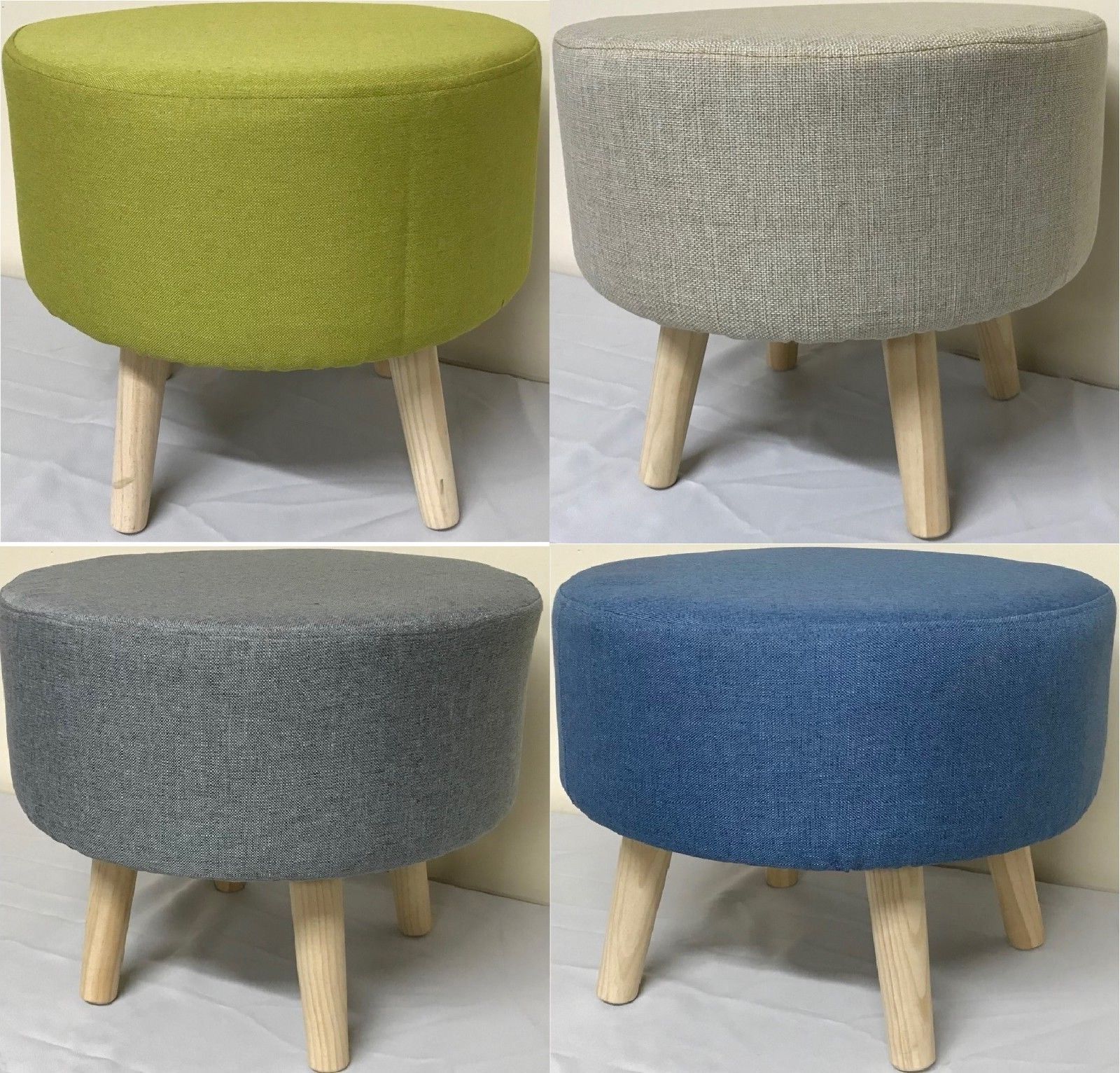 Modern Coloured Upholstered Footstool Ottoman Pouffe Stool Wooden 4 With Regard To 2017 Wooden Legs Ottomans (View 4 of 10)