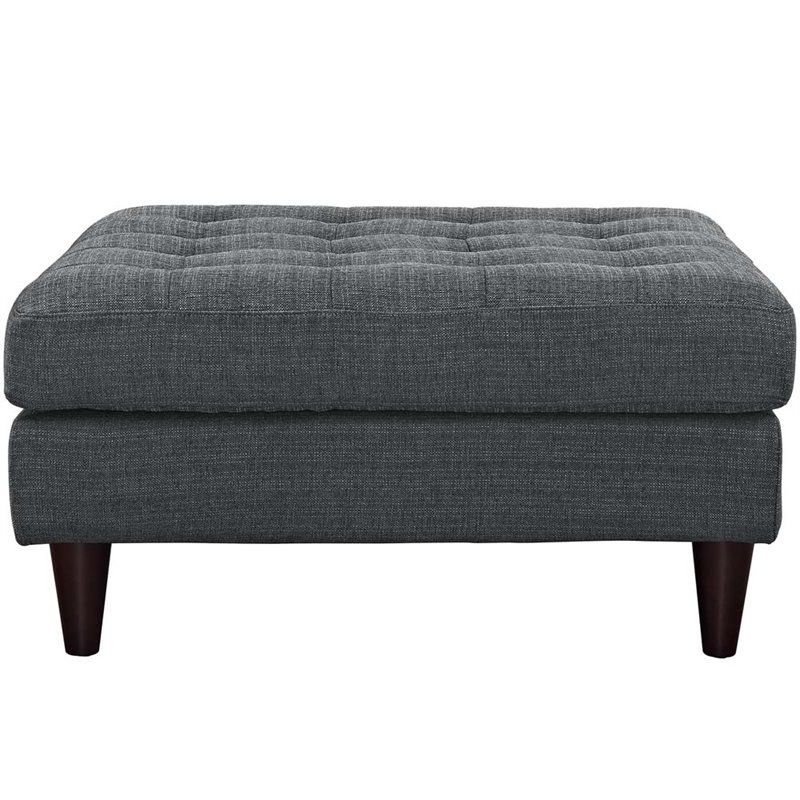 Modway Empress Large Square Upholstered Ottoman In Gray – Eei 2139 Dor Inside Well Known Green Fabric Oversized Pouf Ottomans (View 6 of 10)