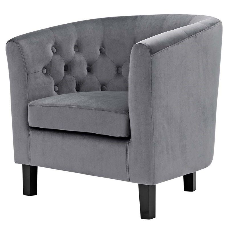 Modway Prospect Velvet Tufted Accent Chair In Gray (set Of 2) – Eei Within Widely Used Round Gray And Black Velvet Ottomans Set Of  (View 9 of 10)