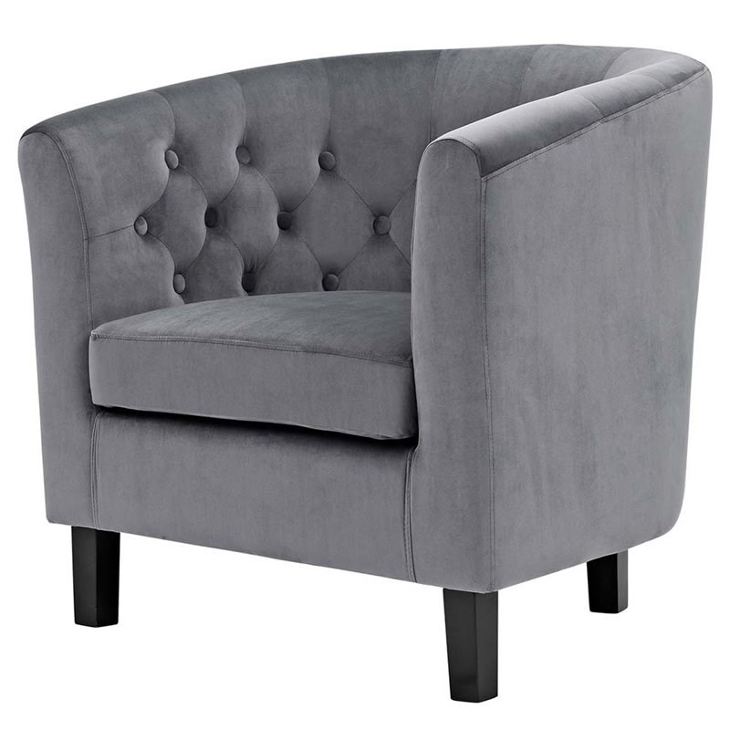 Modway Prospect Velvet Tufted Accent Chair In Gray (set Of 2) – Eei Within Widely Used Round Gray And Black Velvet Ottomans Set Of 2 (Photo 9 of 10)