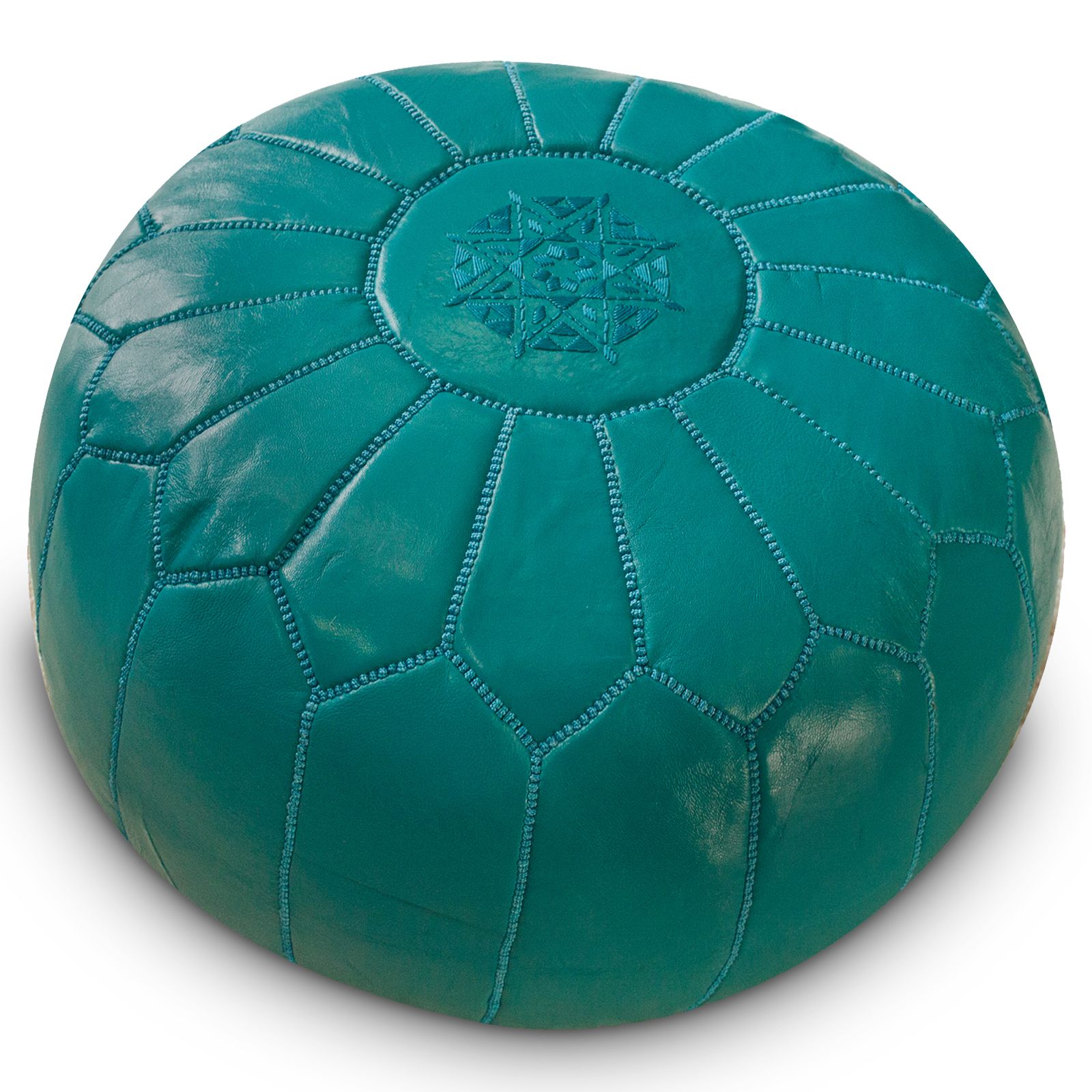 Moroccan Ottoman – Turquoise At Hayneedle Throughout Widely Used Textured Aqua Round Pouf Ottomans (View 6 of 10)