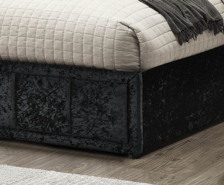 Most Current Black Fresh Floral Velvet Pouf Ottomans With Regard To Hannover Black Velvet Fabric Ottoman Storage Bed Frame – 4ft Small (Photo 9 of 10)