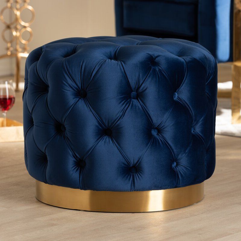 Most Current Cerys Glam Upholstered Tufted Cocktail Ottoman In  (View 6 of 10)
