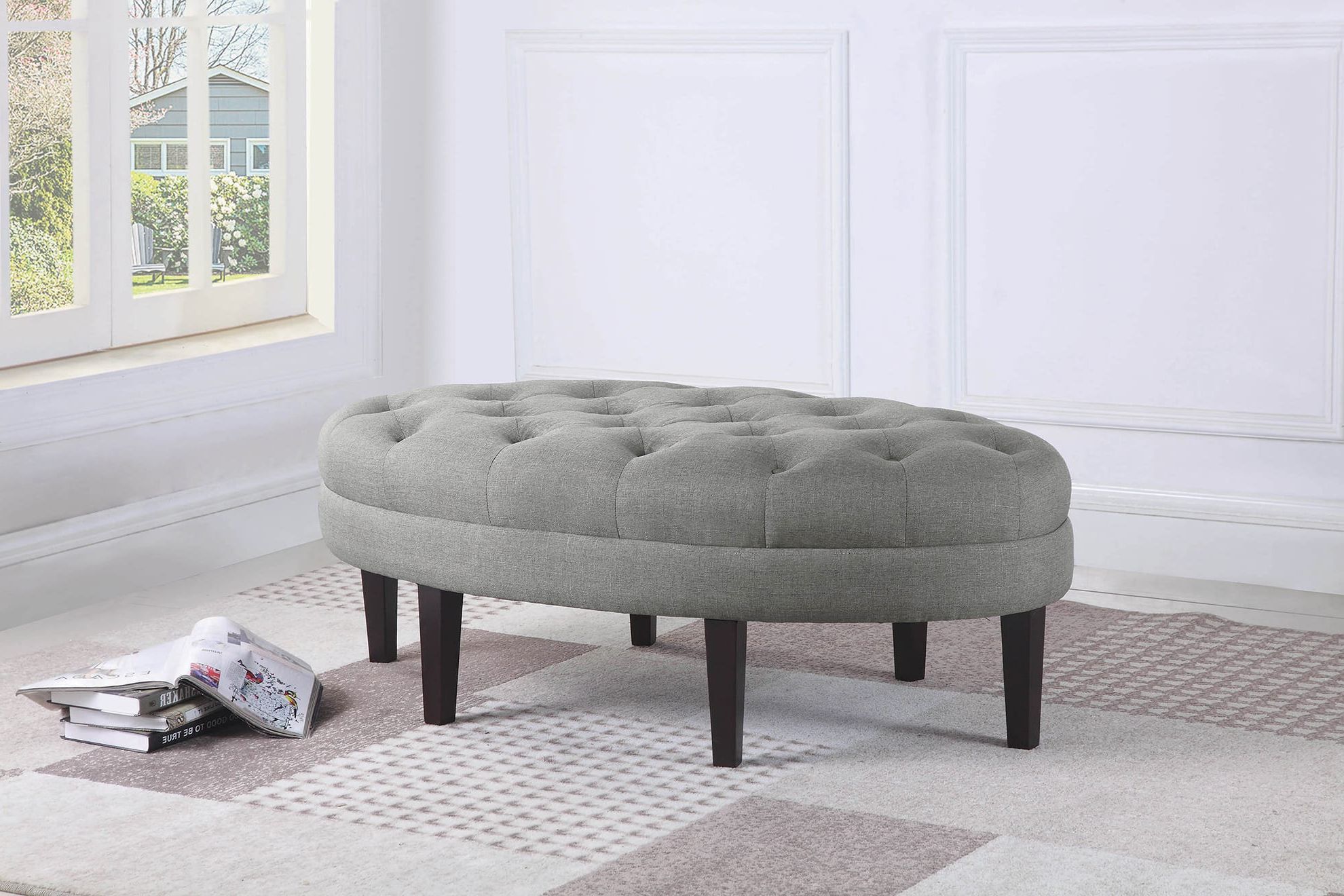 Most Current Gray Wool Pouf Ottomans Inside Tufted Ottoman Light Grey (View 4 of 10)