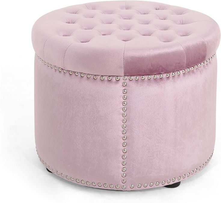 Most Current Light Gray Velvet Fabric Accent Ottomans Intended For Christopher Knight Home Carlos Glam Velvet Tufted Ottoman – Light (View 7 of 10)