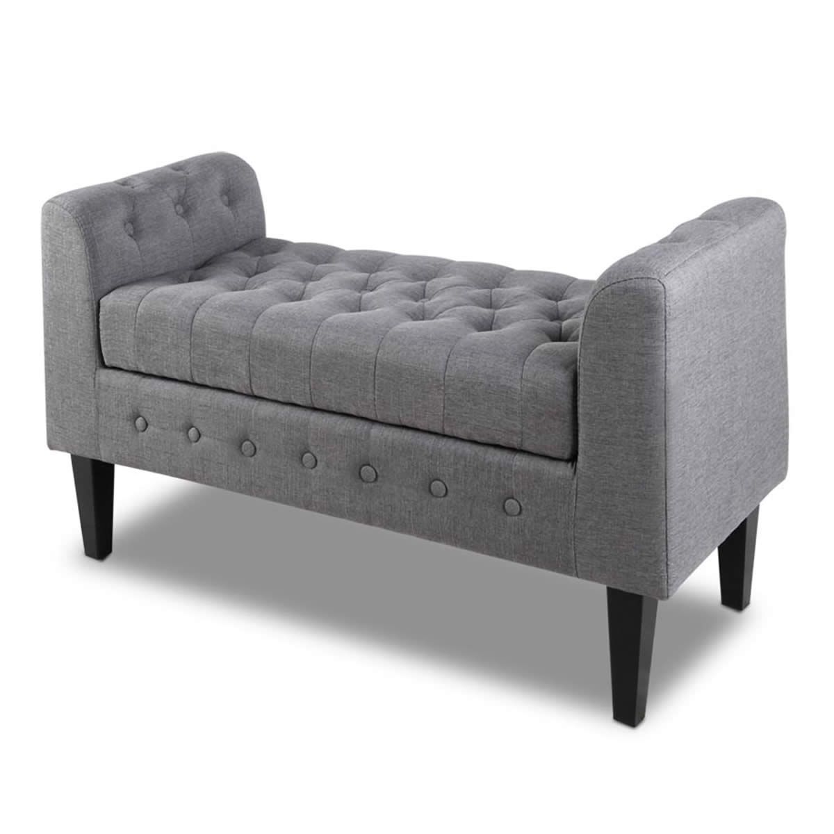 Most Current Multi Color Fabric Storage Ottomans In Multi Functional Linen Fabric Tufted Storage Ottoman Bench With (View 3 of 10)