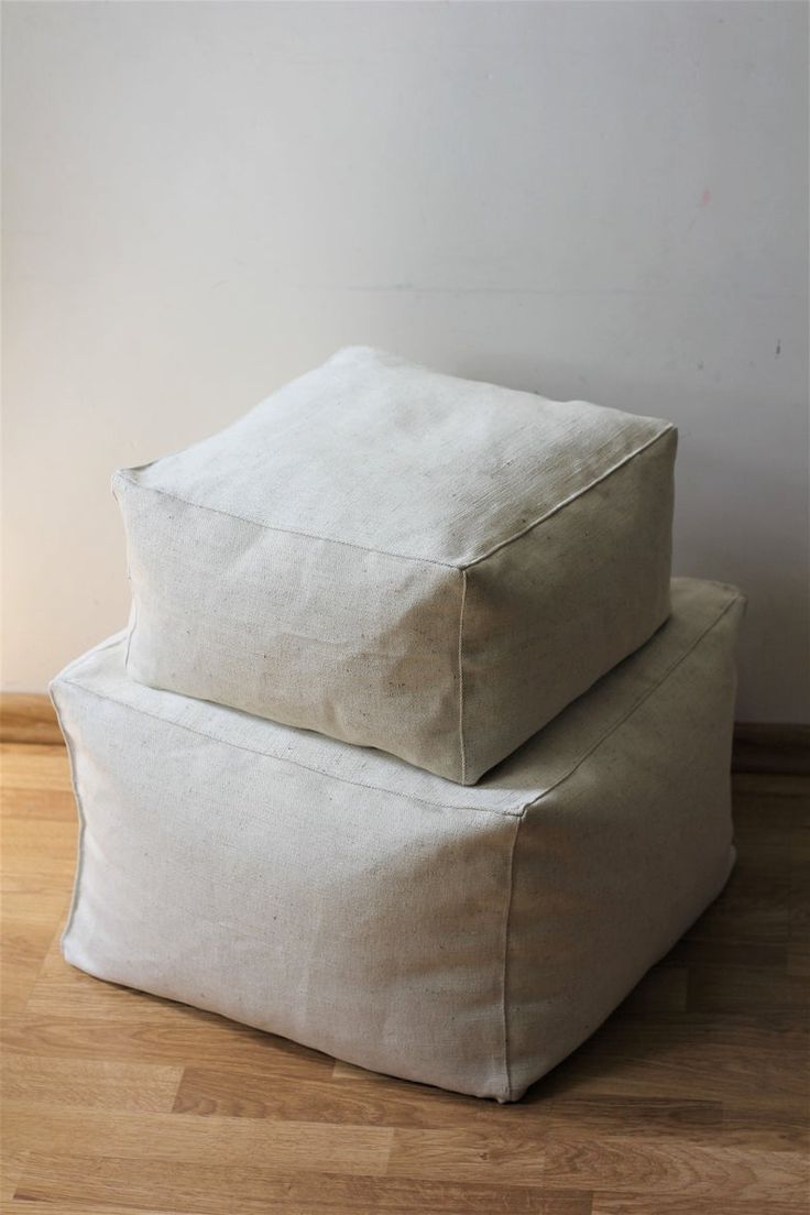 Most Current Rectangle Pouf Ivory Floor Cushion Pouf Ottoman Linen Living Room Decor Regarding Textured Tan Cylinder Pouf Ottomans (View 5 of 10)