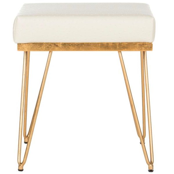 Most Current Safavieh Jenine Faux Ostrich Square Bench Cream Pu/gold In 2021 For Cream And Gold Hardwood Vanity Seats (View 5 of 10)