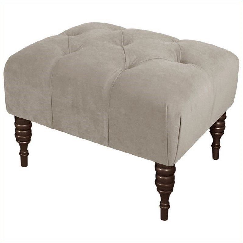 Most Current Skyline Furniture Tufted Square Ottoman In Light Gray – Walmart For Tufted Gray Velvet Ottomans (View 8 of 10)