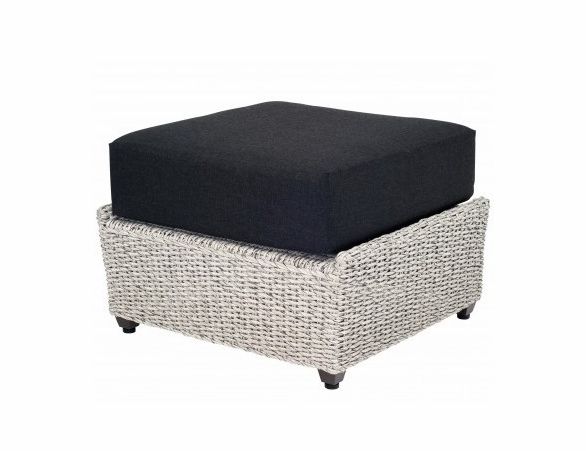 Most Popular Black And Off White Rattan Ottomans Intended For Woodard Isabella All Weather Wicker Ottoman Off White (View 4 of 10)