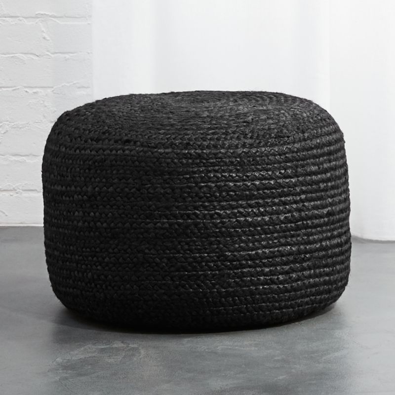 Most Popular Black Jute Pouf Ottomans Within Black Braided Jute Pouf + Reviews (View 2 of 10)