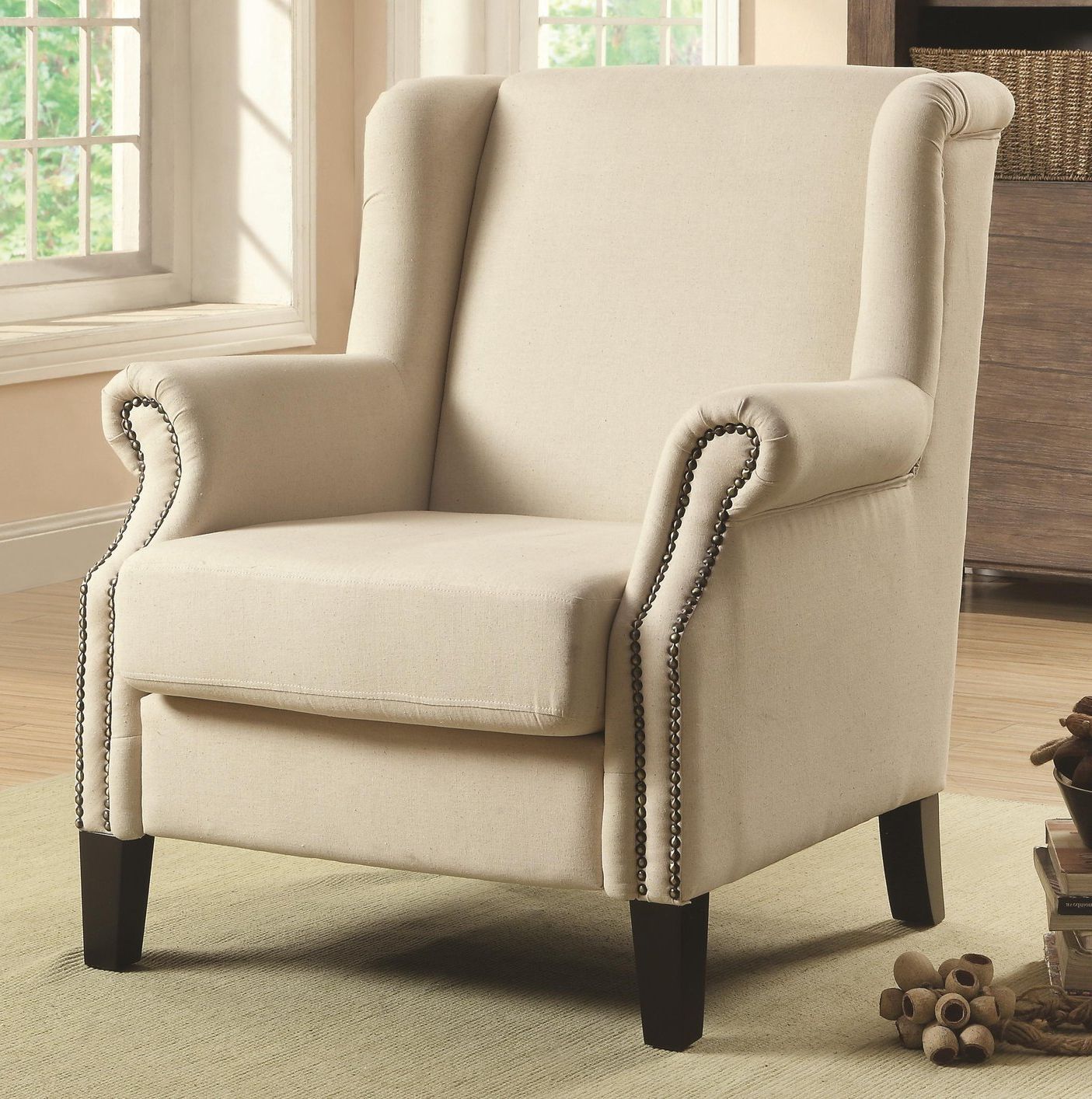 Most Popular Coaster 902229 Beige Fabric Accent Chair – Steal A Sofa Furniture With Regard To Light Beige Round Accent Stools (View 2 of 10)