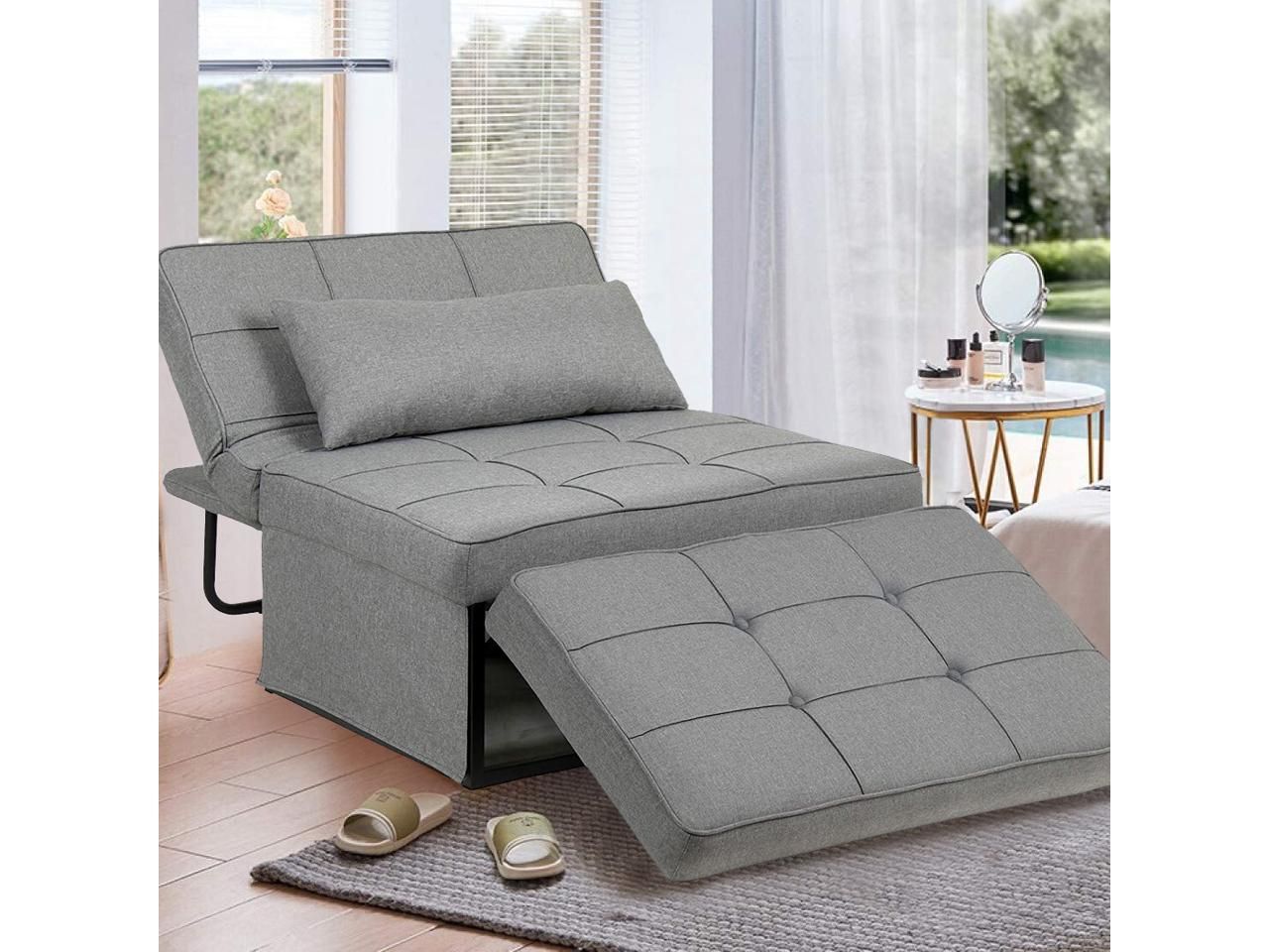 Most Popular Googic Sofa Bed, Convertible Chair 4 In 1 Multi Function Folding Pertaining To Light Gray Fold Out Sleeper Ottomans (View 4 of 10)